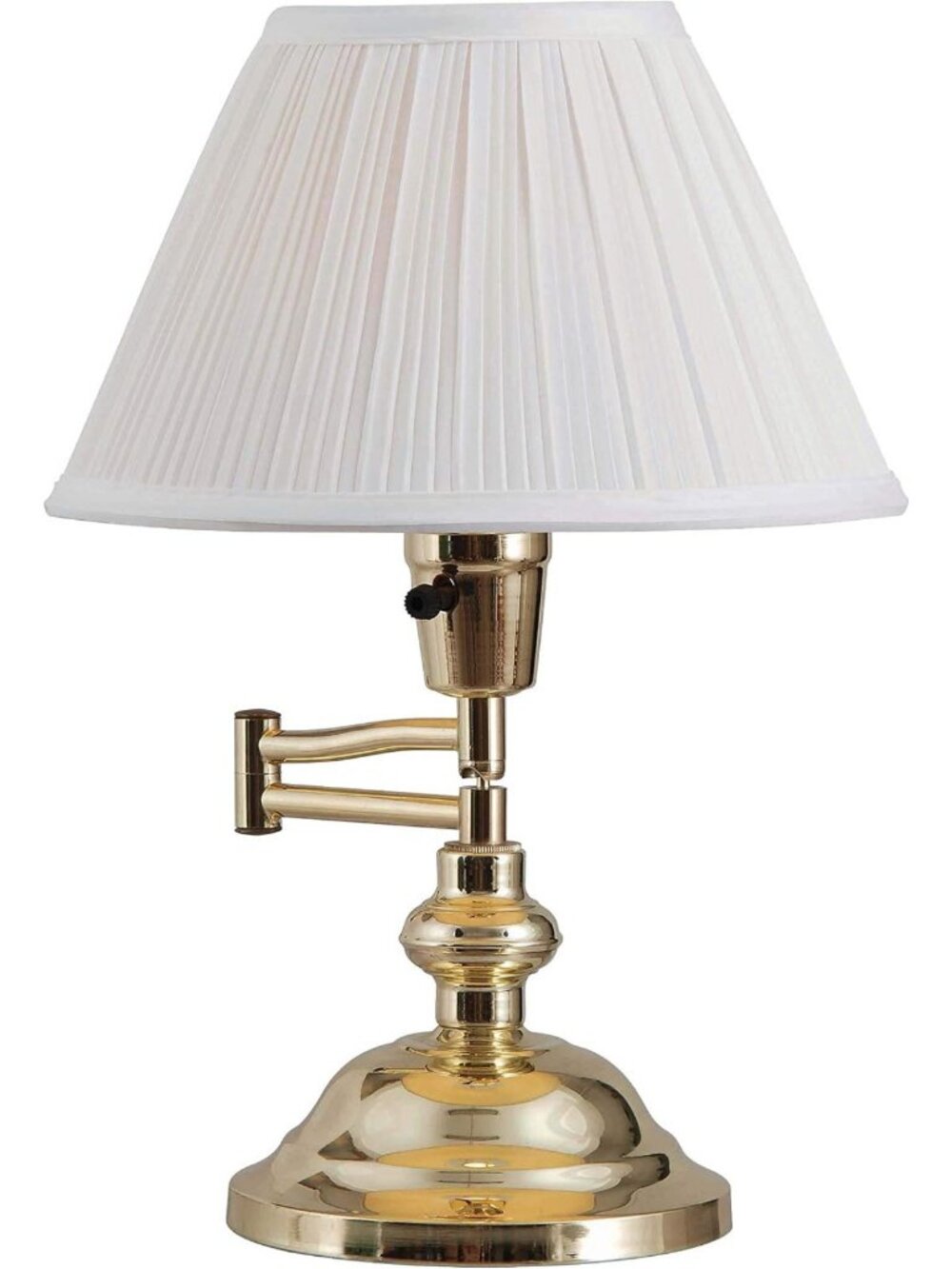 Classic Swing Arm Desk Lamp - Polished Brass Finish, Adjustable Height, Vintage